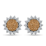 Cercei din Argint 925 ( 2.88 grame ) cu Drusy Auriu și Topaz Alb 5.49 Carate