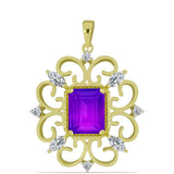 Pandantiv din Argint 925 Placat cu Aur ( 3.77 grame ) cu Agat Violet și Topaz Alb 3.21 Carate
