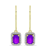 Cercei din Argint 925 Placat cu Aur ( 2.24 grame ) cu Agat Violet și Topaz Alb 1.39 Carate