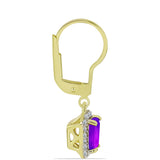 Cercei din Argint 925 Placat cu Aur ( 2.24 grame ) cu Agat Violet și Topaz Alb 1.39 Carate