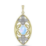 Pandantiv din Argint 925 Placat cu Aur ( 3.44 grame ) cu Piatra Lunii Curcubeu și Topaz Alb 1.71 Carate