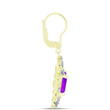 Cercei din Argint 925 Placat cu Aur ( 5.5 grame ) cu Agat Violet și Topaz Alb 4.44 Carate