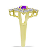 Inel din Argint 925 Placat cu Aur ( 4.74 grame ) cu Agat Violet și Topaz Alb 2.93 Carate