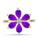 Inel din Argint 925 Placat cu Aur ( 4.01 grame ) cu Agat Violet și Topaz Alb 2.19 Carate
