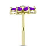 Inel din Argint 925 Placat cu Aur ( 4.01 grame ) cu Agat Violet și Topaz Alb 2.19 Carate