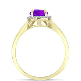 Inel din Argint 925 Placat cu Aur ( 2.82 grame ) cu Agat Violet și Topaz Alb 1.94 Carate