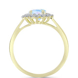 Inel din Argint 925 Placat cu Aur ( 2.89 grame ) cu Piatra Lunii Curcubeu și Topaz Alb 2.2 Carate