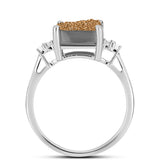 Inel din Argint 925 ( 1.92 grame ) cu Drusy Auriu și Topaz Alb 3.3 Carate
