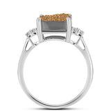 Inel din Argint 925 ( 1.92 grame ) cu Drusy Auriu și Topaz Alb 3.3 Carate