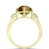 Inel din Argint 925 Placat cu Aur ( 2.37 grame ) cu Cuarț Coniac și Topaz Alb 3.05 Carate