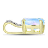 Pandantiv din Argint 925 Placat cu Aur ( 0.92 grame ) cu Piatra Lunii Curcubeu și Topaz Alb 1.66 Carate