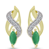 Cercei din Argint 925 Placat cu Aur ( 3.46 grame ) cu Smarald Brazilian și Topaz Alb 0.62 Carate