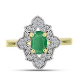 Inel din Argint 925 Placat cu Aur ( 3.21 grame ) cu Smarald Brazilian și Topaz Alb 1.03 Carate