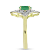 Inel din Argint 925 Placat cu Aur ( 3.21 grame ) cu Smarald Brazilian și Topaz Alb 1.03 Carate
