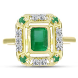 Inel din Argint 925 Placat cu Aur ( 3.7 grame ) cu Smarald Brazilian și Topaz Alb 1.51 Carate