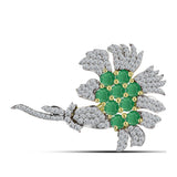 Broşă din Argint 925 Placat cu Aur ( 6.76 grame ) cu Smarald Brazilian și Topaz Alb 2.76 Carate
