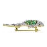Broşă din Argint 925 Placat cu Aur ( 6.76 grame ) cu Smarald Brazilian și Topaz Alb 2.76 Carate