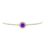 Brățară din Argint 925 Placat cu Aur ( 3.29 grame ) cu Agat Violet și Topaz Alb 1.49 Carate