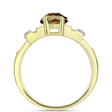 Inel din Argint 925 Placat cu Aur ( 3.06 grame ) cu Cuarț Coniac și Topaz Alb 2.47 Carate