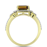 Inel din Argint 925 Placat cu Aur ( 4.43 grame ) cu Cuarț Coniac și Topaz Alb 3.62 Carate
