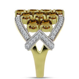 Inel din Argint 925 Placat cu Aur ( 6.81 grame ) cu Cuarț Coniac și Topaz Alb 4.09 Carate