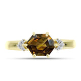 Inel din Argint 925 Placat cu Aur ( 2.43 grame ) cu Cuarț Coniac și Topaz Alb 1.78 Carate