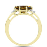 Inel din Argint 925 Placat cu Aur ( 2.43 grame ) cu Cuarț Coniac și Topaz Alb 1.78 Carate