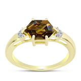 Inel din Argint 925 Placat cu Aur ( 2.43 grame ) cu Cuarț Coniac și Topaz Alb 1.78 Carate