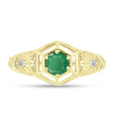 Inel din Argint 925 Placat cu Aur ( 3 grame ) cu Smarald Brazilian și Topaz Alb 0.48 Carate