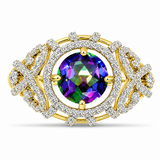 Inel din Argint 925 Placat cu Aur ( 3.9 grame ) cu Topaz Mistic și Topaz Alb 2.67 Carate