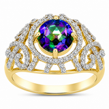 Inel din Argint 925 Placat cu Aur ( 3.9 grame ) cu Topaz Mistic și Topaz Alb 2.67 Carate