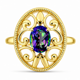 Inel din Argint 925 Placat cu Aur ( 4.48 grame ) cu Topaz Mistic 1.1 Carate