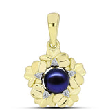 Pandantiv din Argint 925 Placat cu Aur ( 1.07 grame ) cu Perlă de Cultură Neagră și Topaz Alb 0.61 Carate