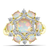 Inel din Argint 925 Placat cu Aur ( 3.44 grame ) cu Opal Welo și Topaz Alb 2.04 Carate