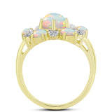 Inel din Argint 925 Placat cu Aur ( 3.44 grame ) cu Opal Welo și Topaz Alb 2.04 Carate