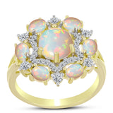 Inel din Argint 925 Placat cu Aur ( 3.44 grame ) cu Opal Welo și Topaz Alb 2.04 Carate