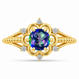 Inel din Argint 925 Placat cu Aur ( 2.62 grame ) cu Topaz Mistic și Topaz Alb 0.85 Carate