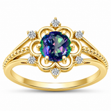 Inel din Argint 925 Placat cu Aur ( 2.62 grame ) cu Topaz Mistic și Topaz Alb 0.85 Carate