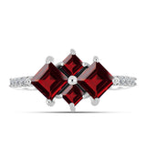 Inel din Argint 925 ( 2.5 grame ) cu Granat Barton și Topaz Alb 2.44 Carate