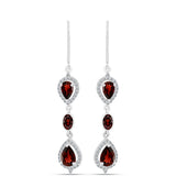 Cercei din Argint 925 ( 3.36 grame ) cu Granat Barton și Topaz Alb 3.87 Carate