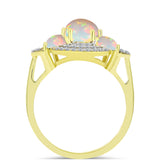 Inel din Argint 925 Placat cu Aur ( 3.82 grame ) cu Opal Welo și Topaz Alb 1.83 Carate