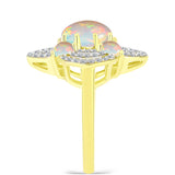 Inel din Argint 925 Placat cu Aur ( 3.82 grame ) cu Opal Welo și Topaz Alb 1.83 Carate