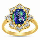 Inel din Argint 925 Placat cu Aur ( 2.84 grame ) cu Topaz Mistic și Topaz Alb 2.62 Carate