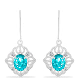 Cercei din Argint 925 ( 3.79 grame ) cu Cuarț Paraiba și Topaz Alb 3.33 Carate