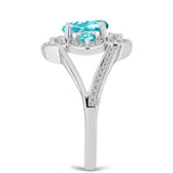 Inel din Argint 925 ( 3.79 grame ) cu Cuarț Paraiba și Topaz Alb 1.95 Carate