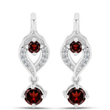 Cercei din Argint 925 ( 3.71 grame ) cu Granat Barton și Topaz Alb 1.26 Carate