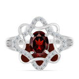 Inel din Argint 925 ( 3.13 grame ) cu Granat Barton și Topaz Alb 1.61 Carate