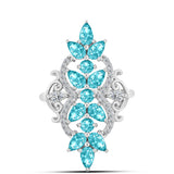 Inel din Argint 925 ( 4.06 grame ) cu Cuarț Paraiba și Topaz Alb 2.48 Carate