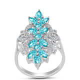 Inel din Argint 925 ( 4.06 grame ) cu Cuarț Paraiba și Topaz Alb 2.48 Carate