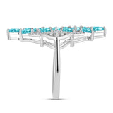 Inel din Argint 925 ( 4.06 grame ) cu Cuarț Paraiba și Topaz Alb 2.48 Carate